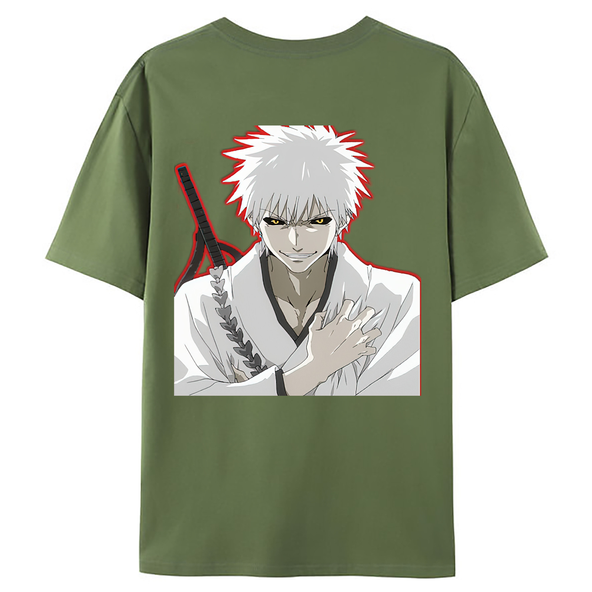 （画像用） ブリーチ 黒崎一護（くろさき いちご）BLEACH Kurosaki Ichigo 綿100％ メンズ半袖Tシャツ（バックプリント） 通気性